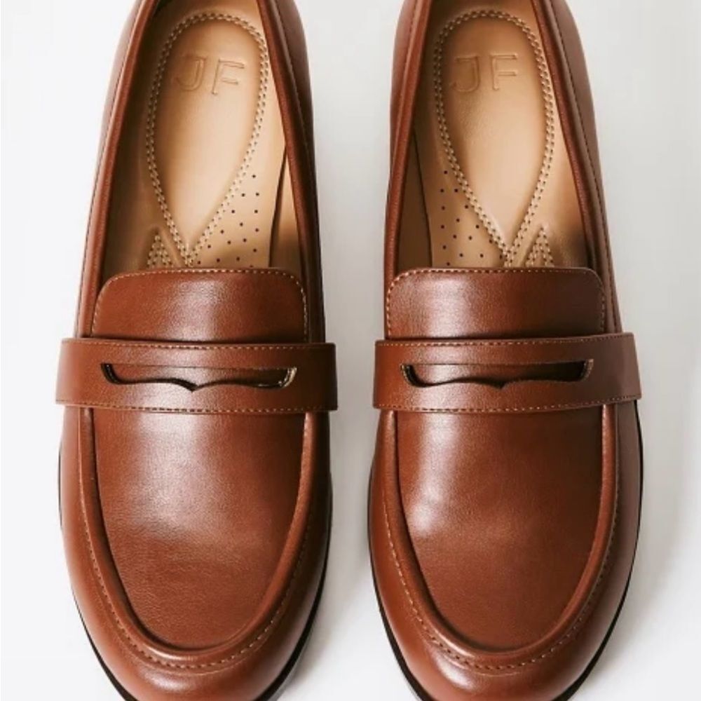 NWOT Just Fab Classic Brown Slip-On Loafers